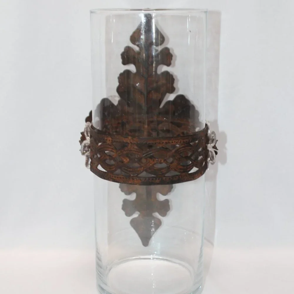 Feur de Lis Cooper and Plexiglass Floral Petal Large Vase
